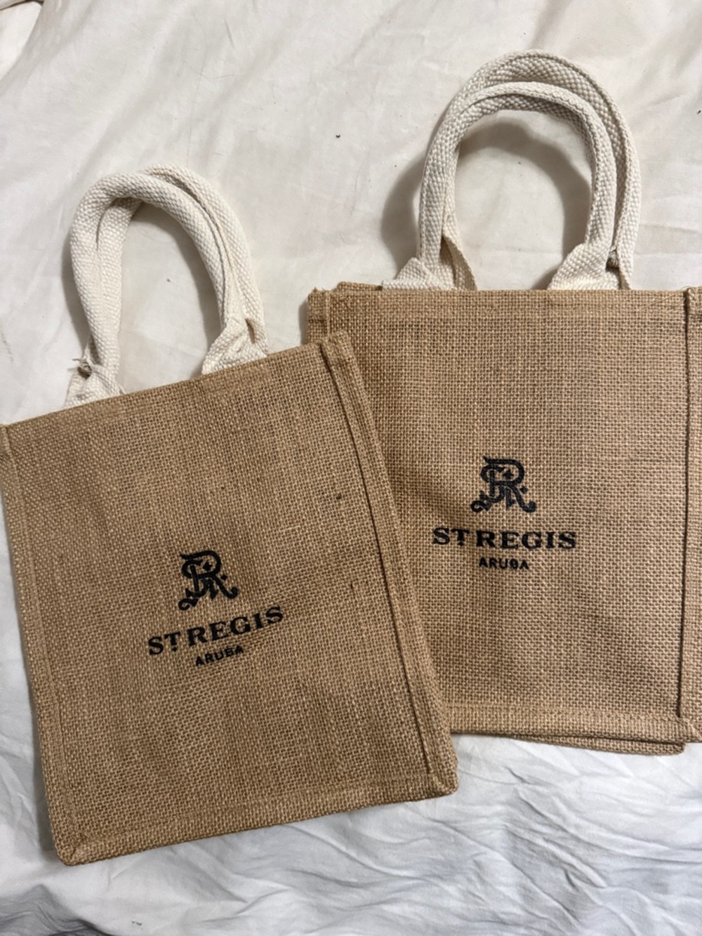 St. Regis Aruba Jute Tote Bag with White Rope Handles